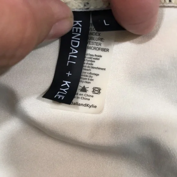 Kendall + Kylie Black Dot Printed Off-White Bikini Swimsuit size L - Picture 5 of 9